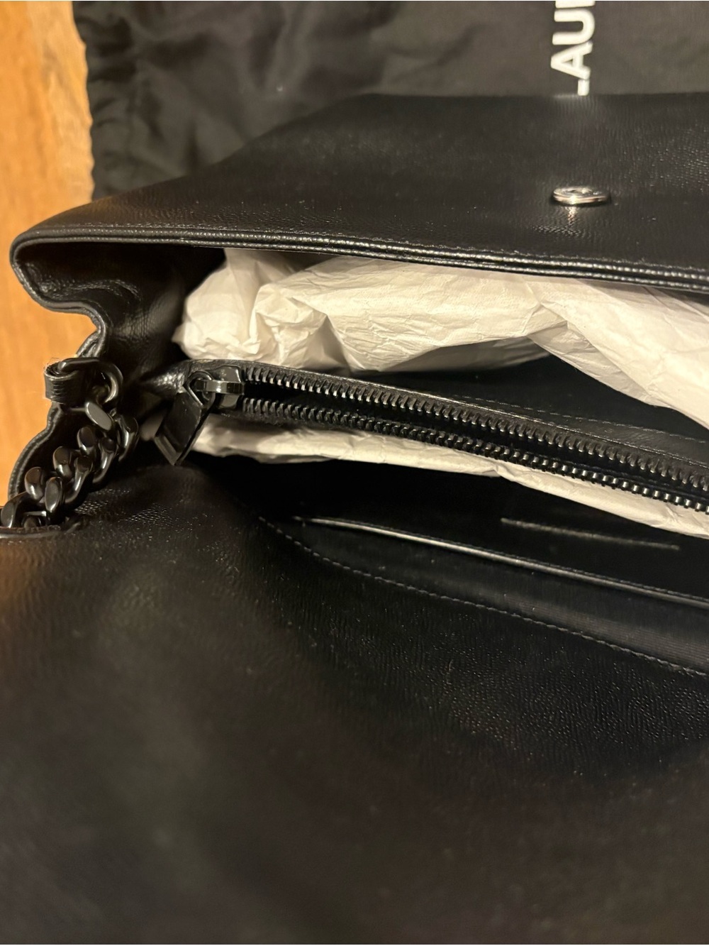 Saint Laurent West Hollywood Matte Black Monogram Chain Shoulder Bag - Picture 7 of 10